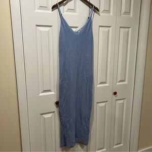 Freshman Light Blue Spaghetti Strap Midi Dress